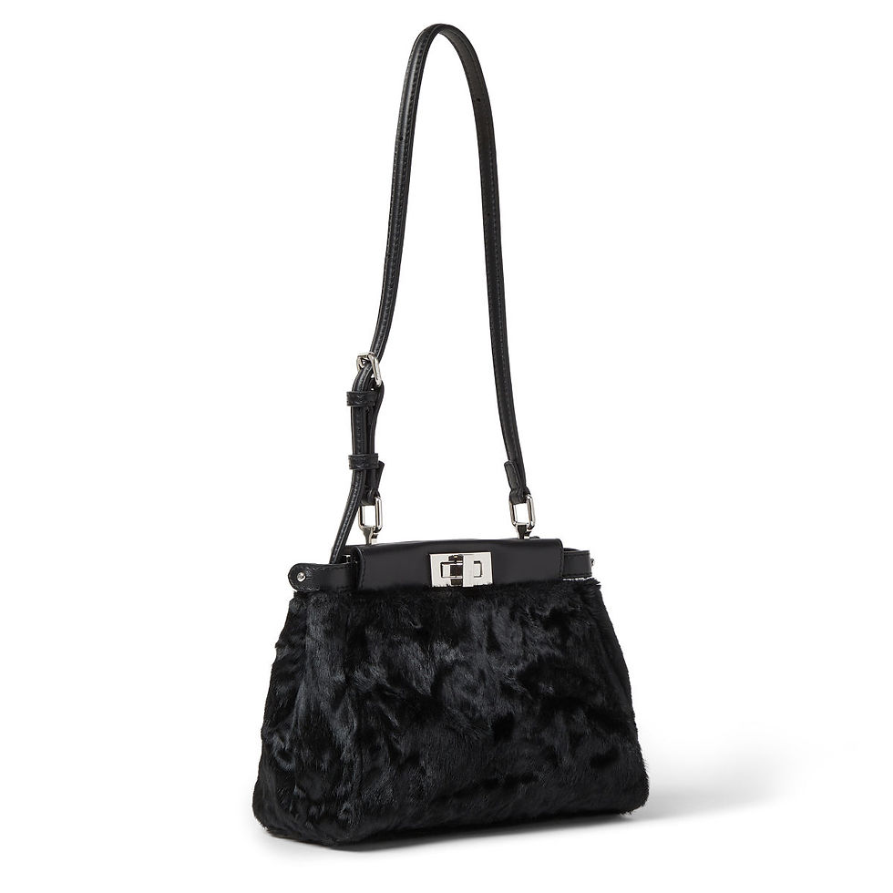 Fendi My Peekaboo XS bag in black pony-effect calfskin – view 2