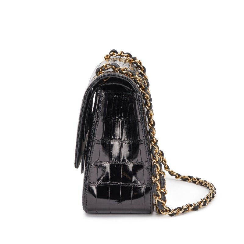 Thumbnail: Chanel Jumbo Flap, angled view with woven chain-and-leather strap