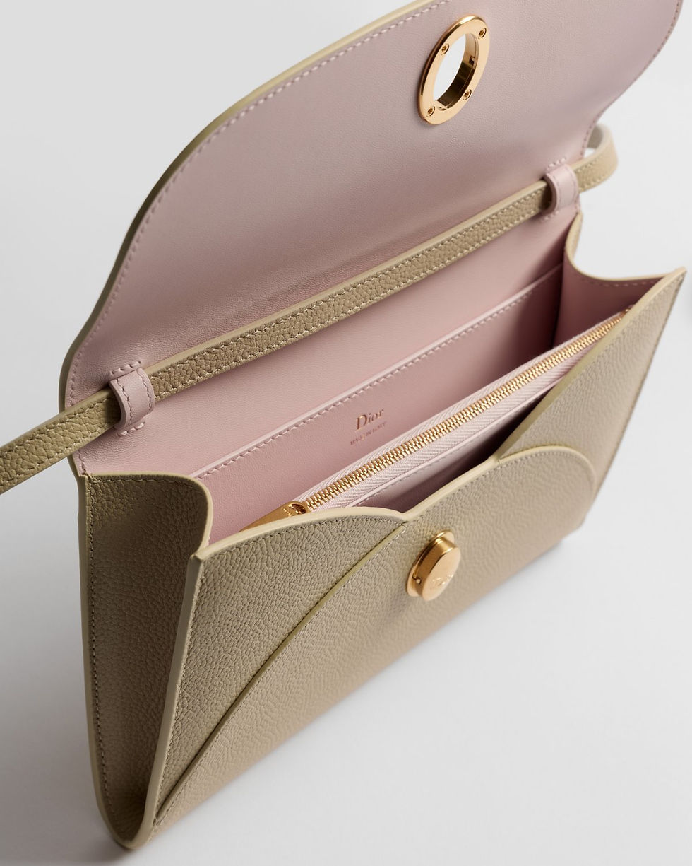 Thumbnail: Dior Médaillon Envelope Pouch with Strap in beige grained calfskin – view 5