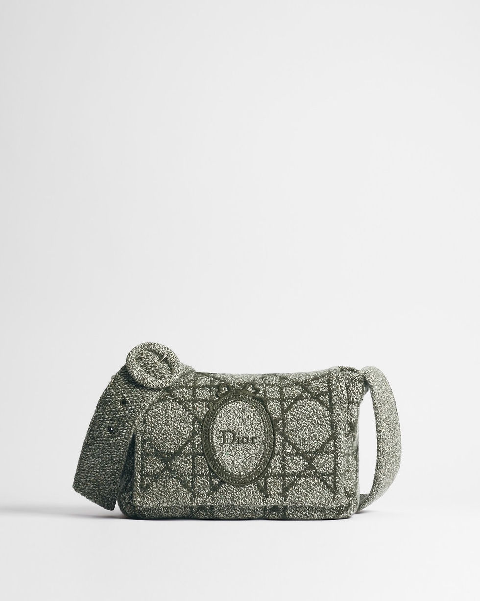 Dior Medium Médaillon Messenger Flap Bag in Cannage Knit – front view