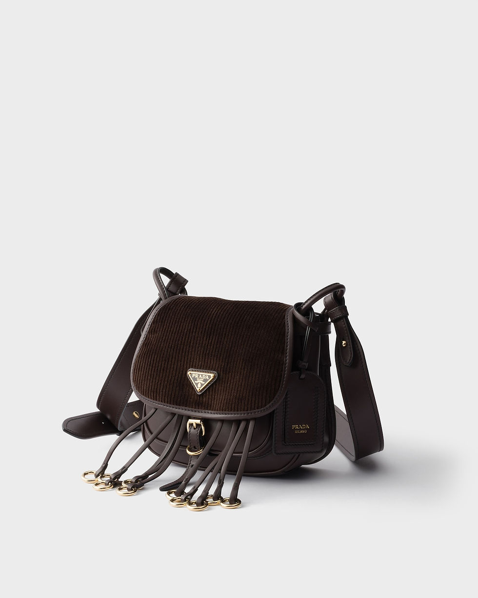 Thumbnail: Prada Corsaire mini shoulder bag in ebony corduroy and leather – view 3