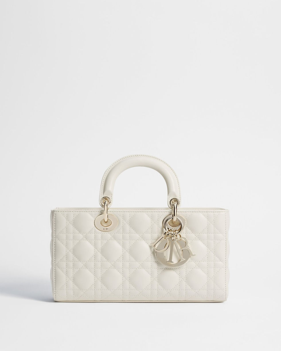 Dior Medium Lady D-Joy bag in latte Cannage lambskin – front view