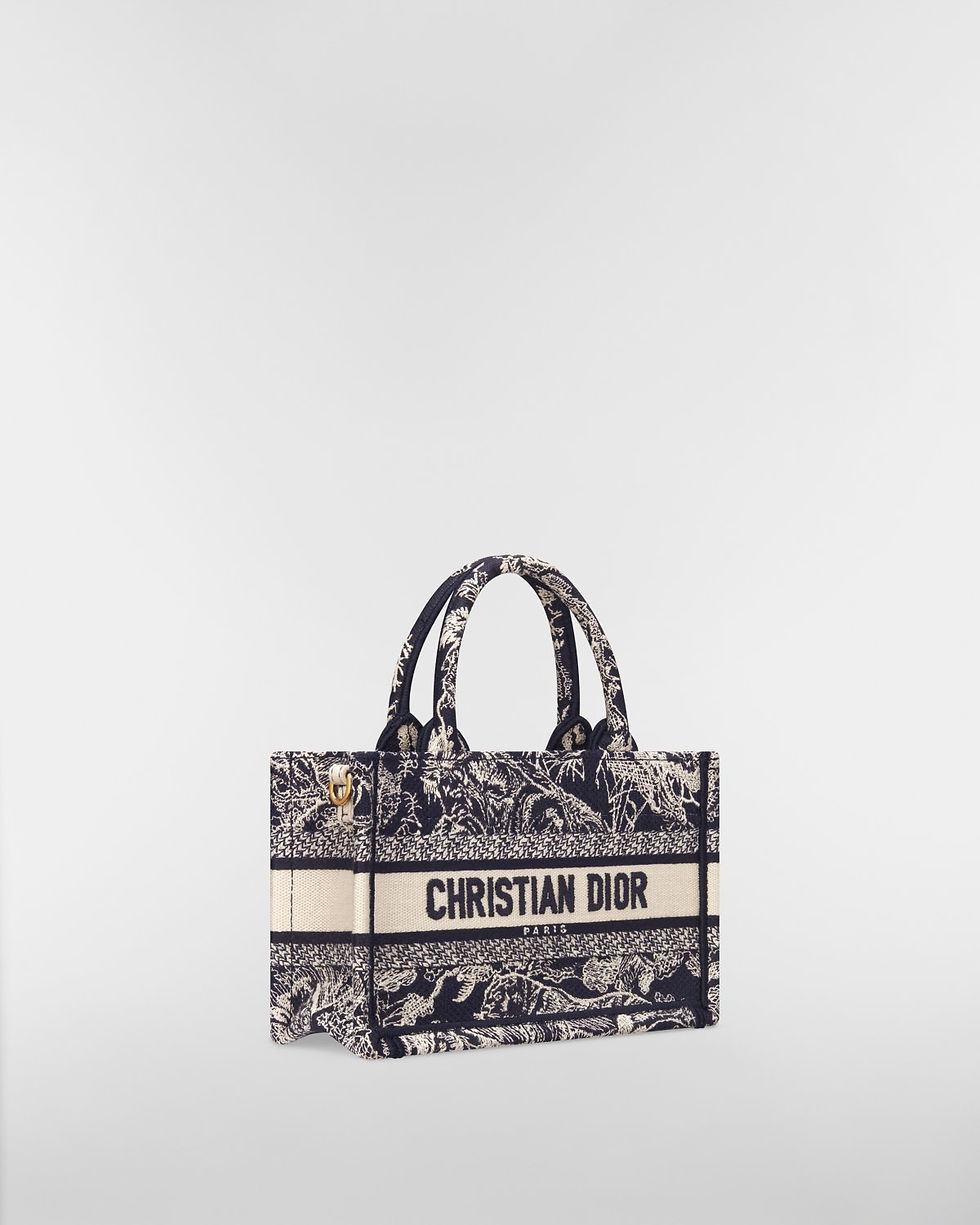 Dior Mini Book Tote in blue Toile de Jouy Reverse embroidery – view 2