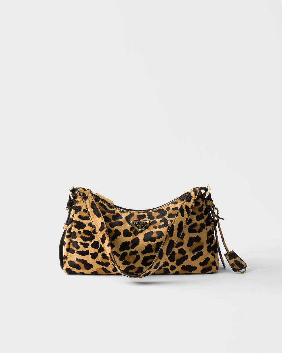 Prada Aimée medium shoulder bag in honey animal-print leather – front view
