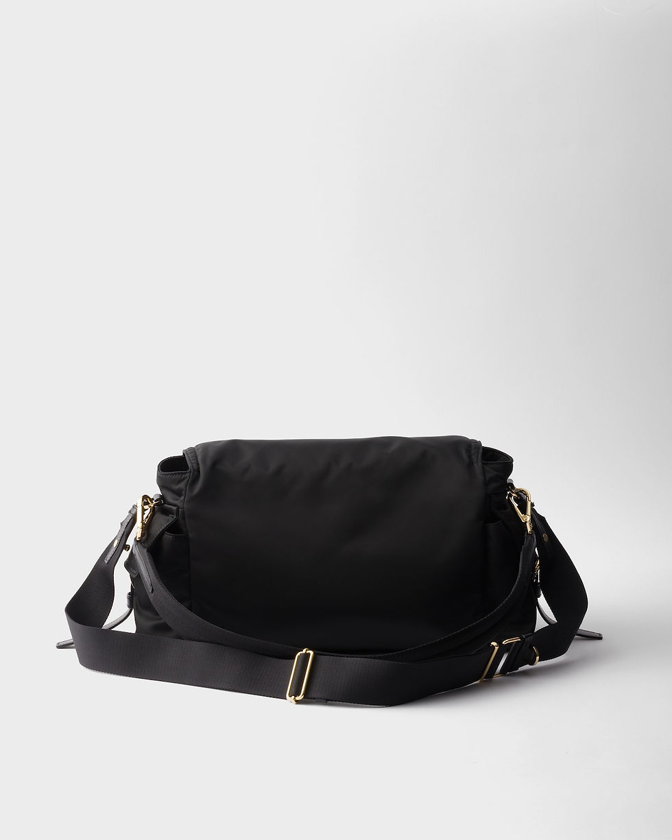 Thumbnail: Prada Explore large shoulder bag with flap in black Re-Nylon – view 4