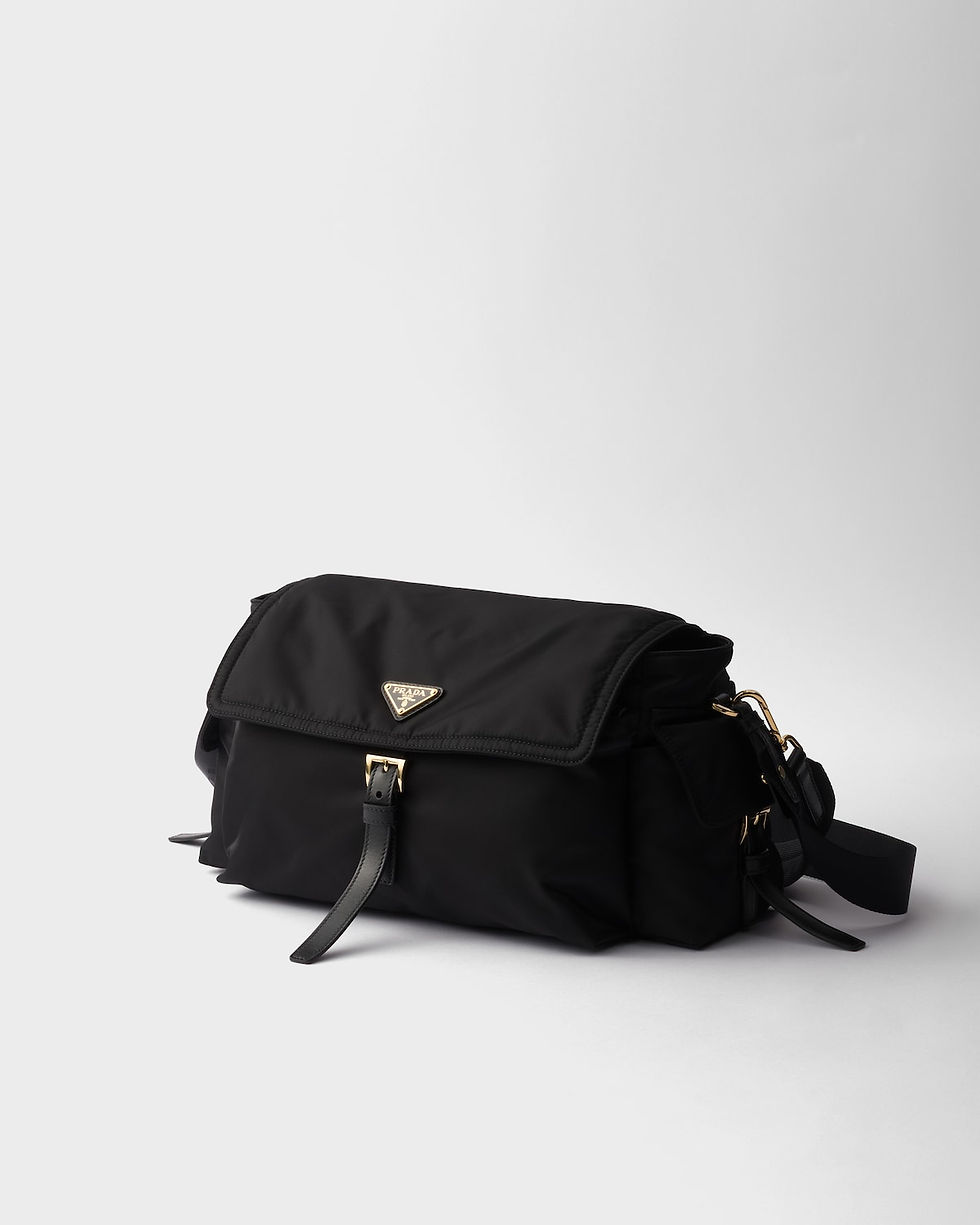 Thumbnail: Prada Explore large shoulder bag with flap in black Re-Nylon – view 3