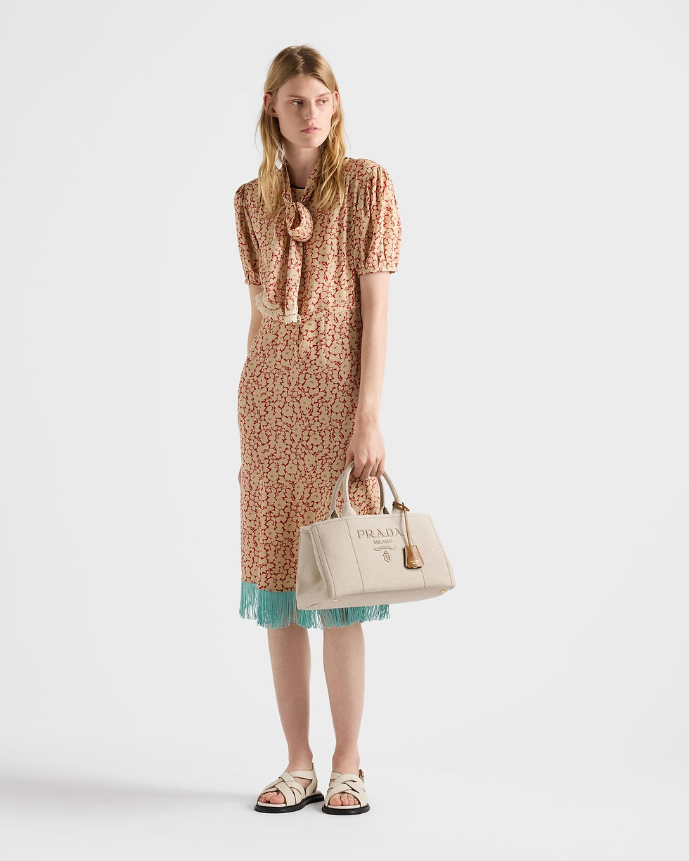 Prada Jardinière large handbag in natural cotton canvas – view 2