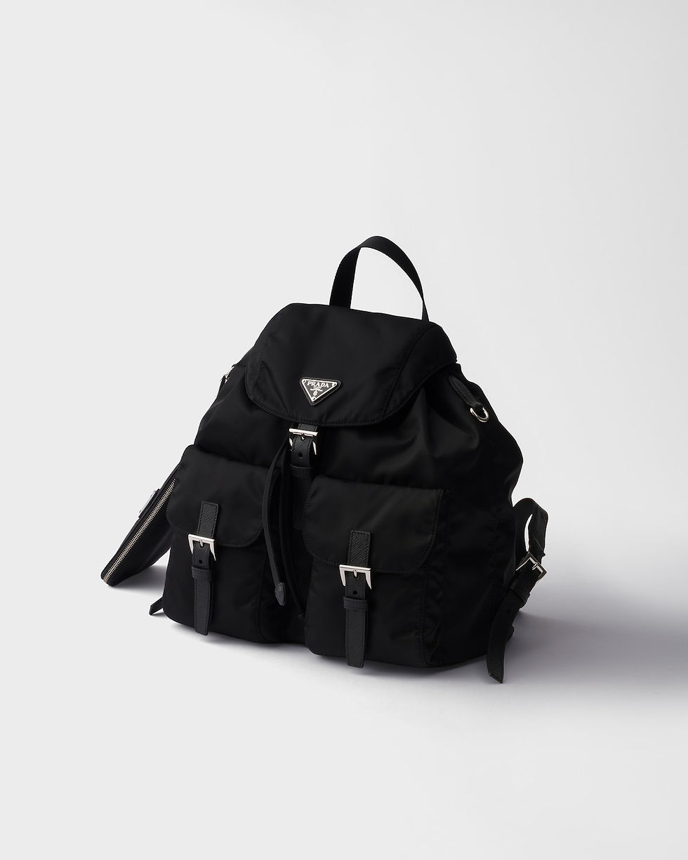 Prada medium backpack in black Re-Nylon – view 2