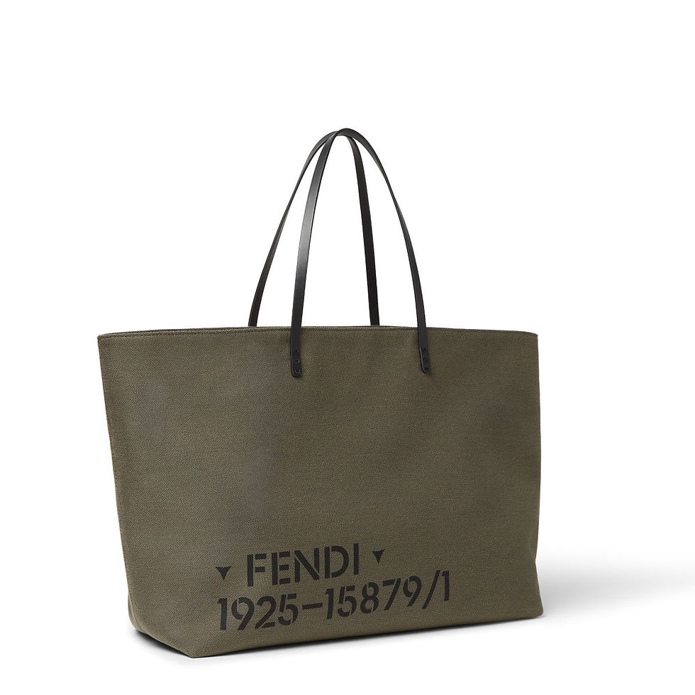 Fendi Roll Large Shopper in grey-green Stencil 1925 canvas – view 2