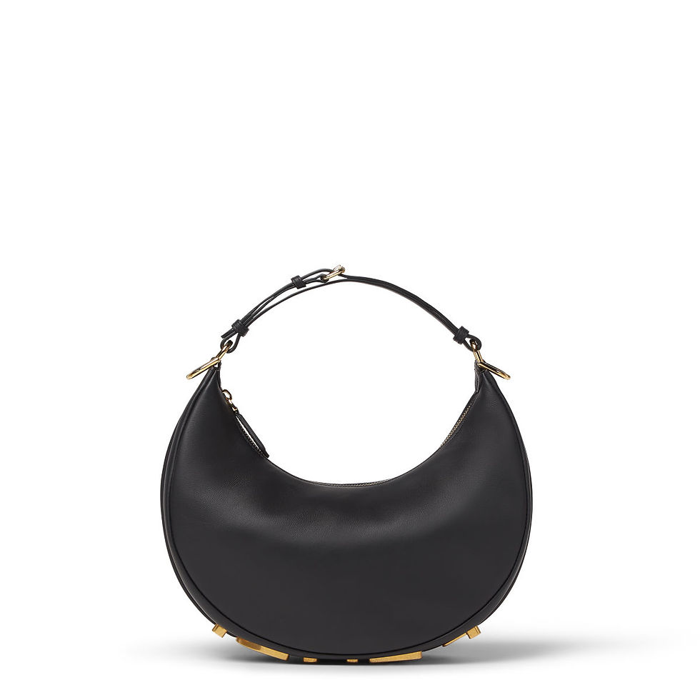 Fendi Fendigraphy Small hobo bag in black leather – front view