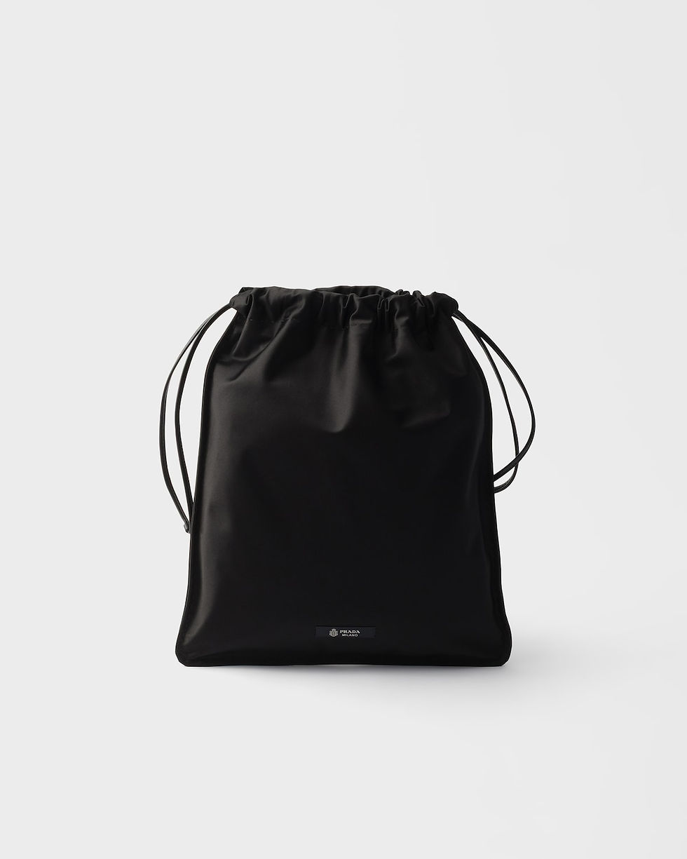 Prada Wish pouch in black silk duchesse – front view