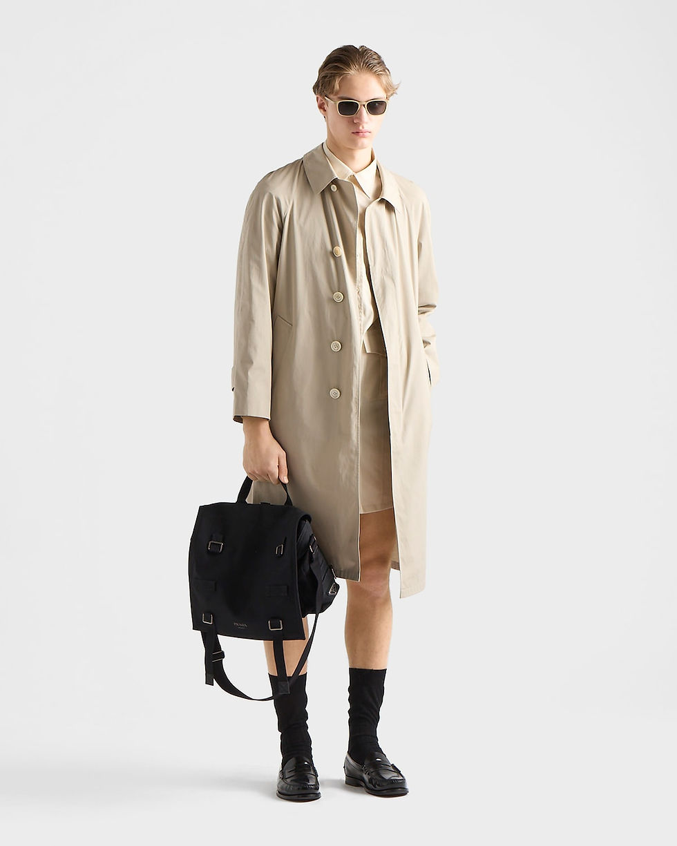Prada flap shoulder bag in black cotton canvas – view 2