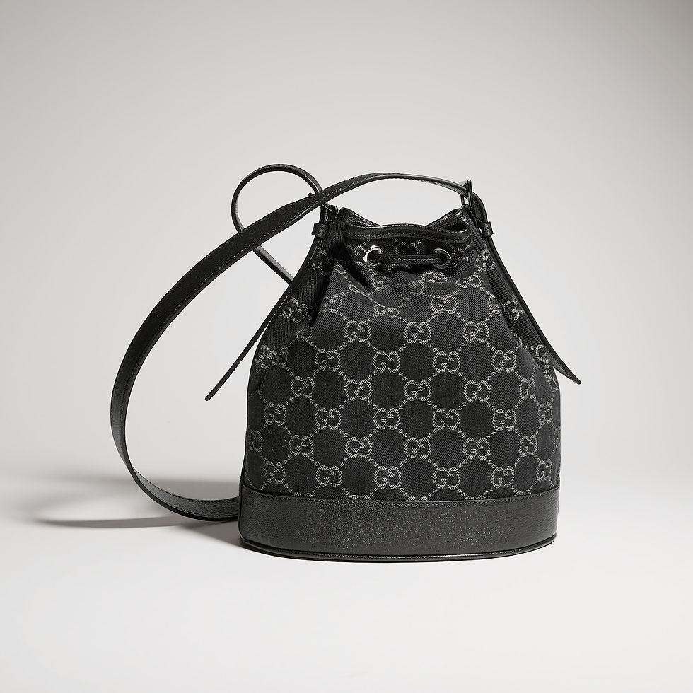 Thumbnail: Gucci Venice small bucket bag - black GG denim