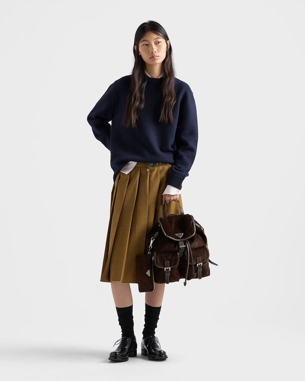 Prada medium backpack in ebony corduroy and leather – view 2