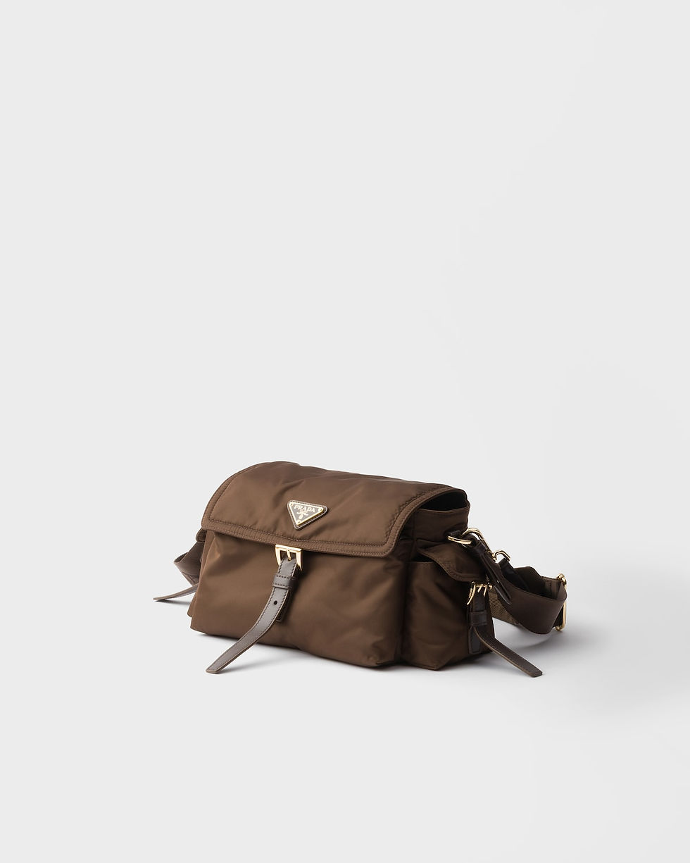 Prada Explore medium shoulder bag with flap in sienna Re-Nylon – view 2