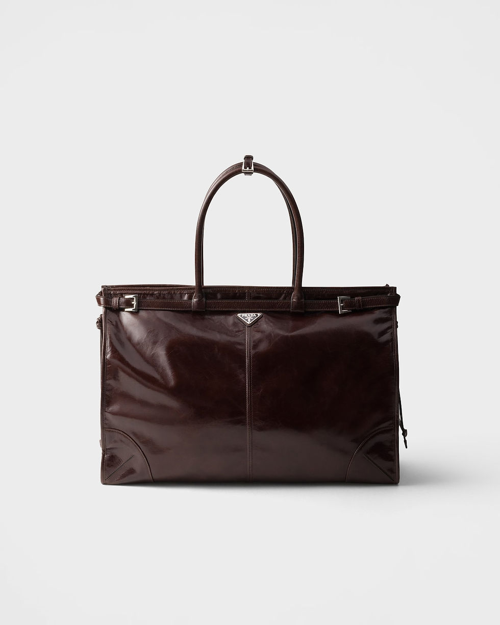 Prada Bonnie tote bag in dark brown calfskin – front view