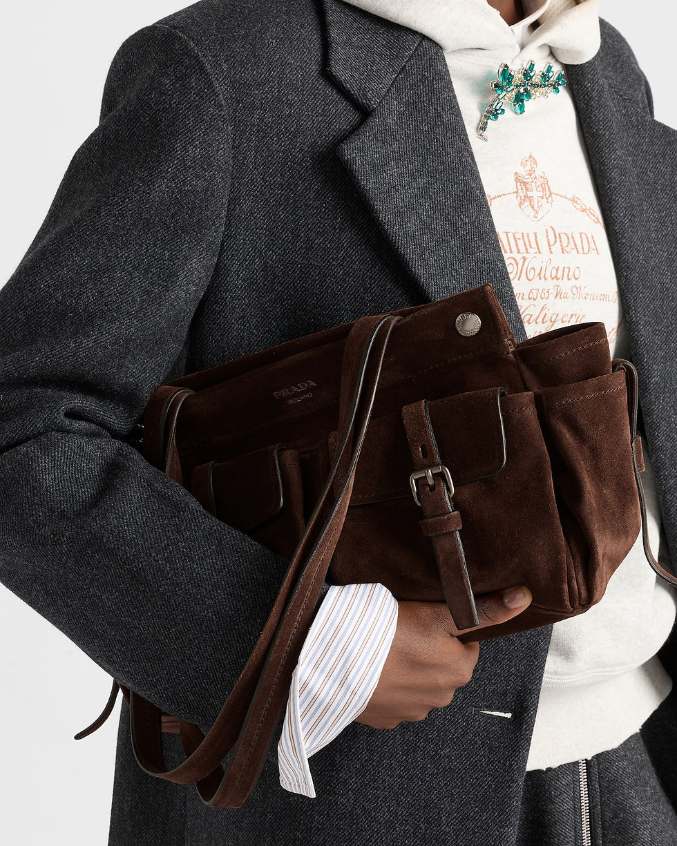 Thumbnail: Prada medium tote bag in dark brown suede – view 9