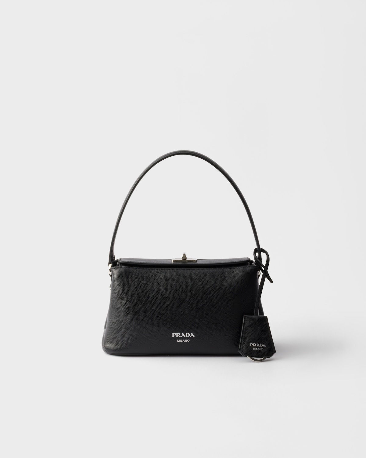 Prada Avoir mini bag in black Saffiano leather – front view