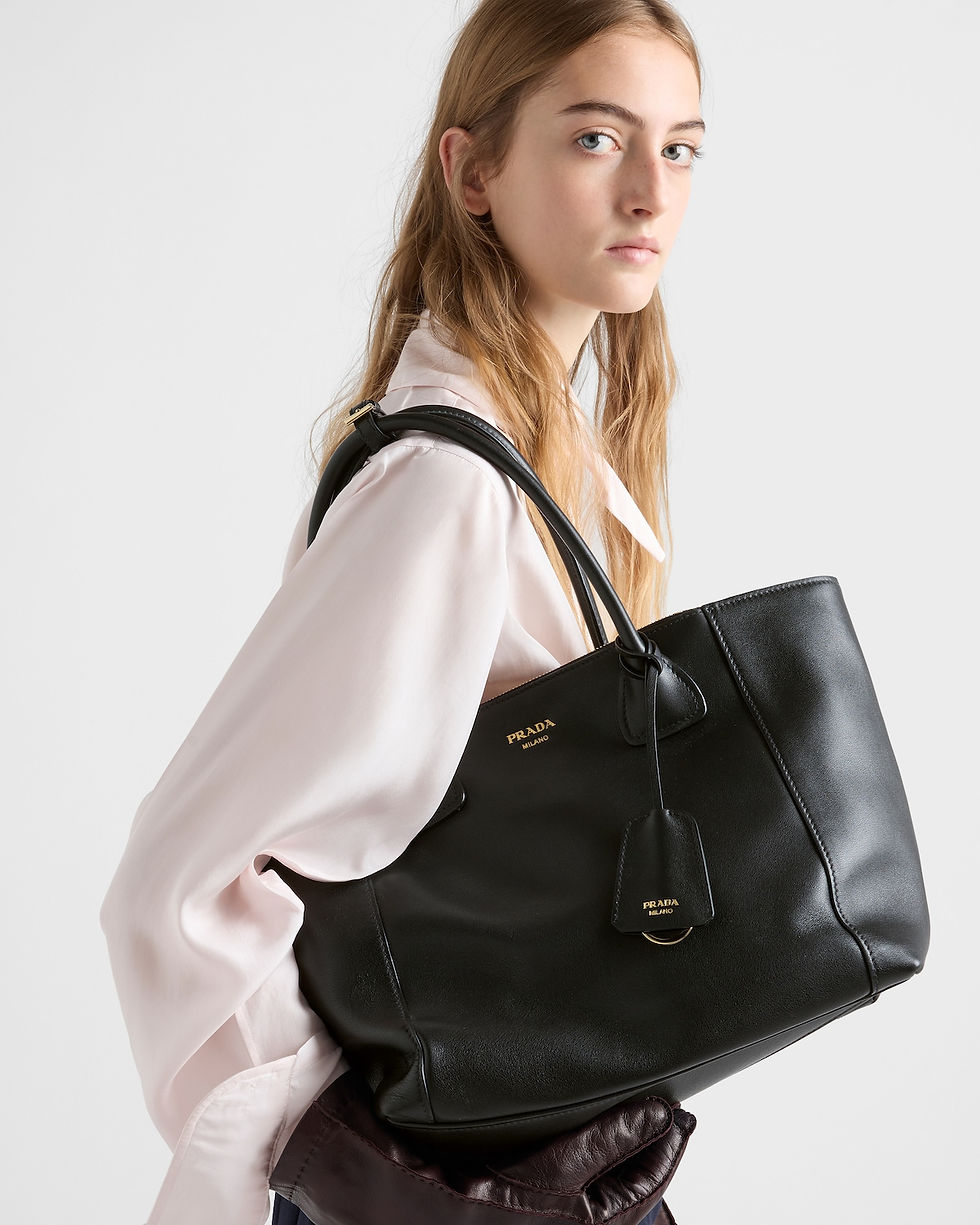 Prada Nova large tote bag in black calfskin, 32 cm wide – view 2