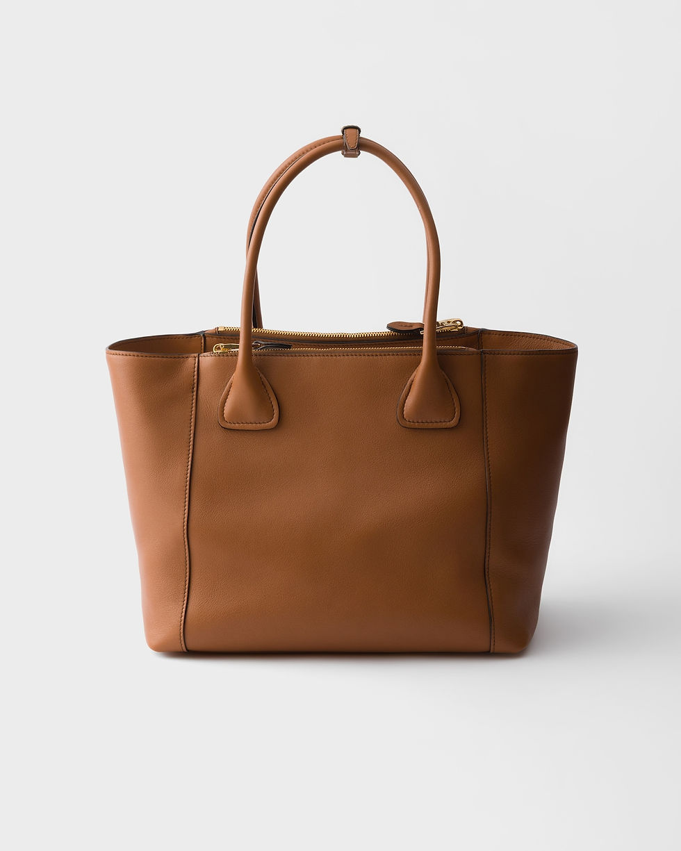 Thumbnail: Prada Nova large tote bag in cognac calfskin, 32 cm wide – view 4