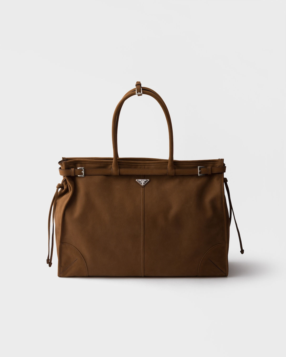 Prada Bonnie tote bag in cocoa brown nubuck leather – front view