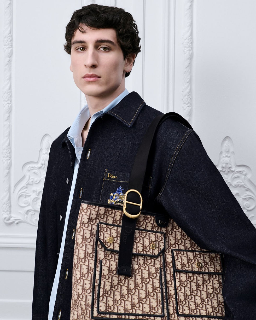 Dior medium Pocket Jett tote bag in brown Dior Oblique jacquard – view 2