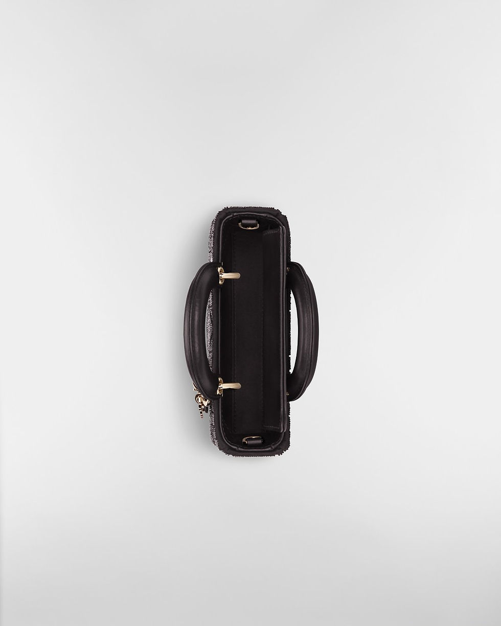 Thumbnail: Dior Or Micro Lady D-Joy bag in black Cannage microbead embroidery – view 5
