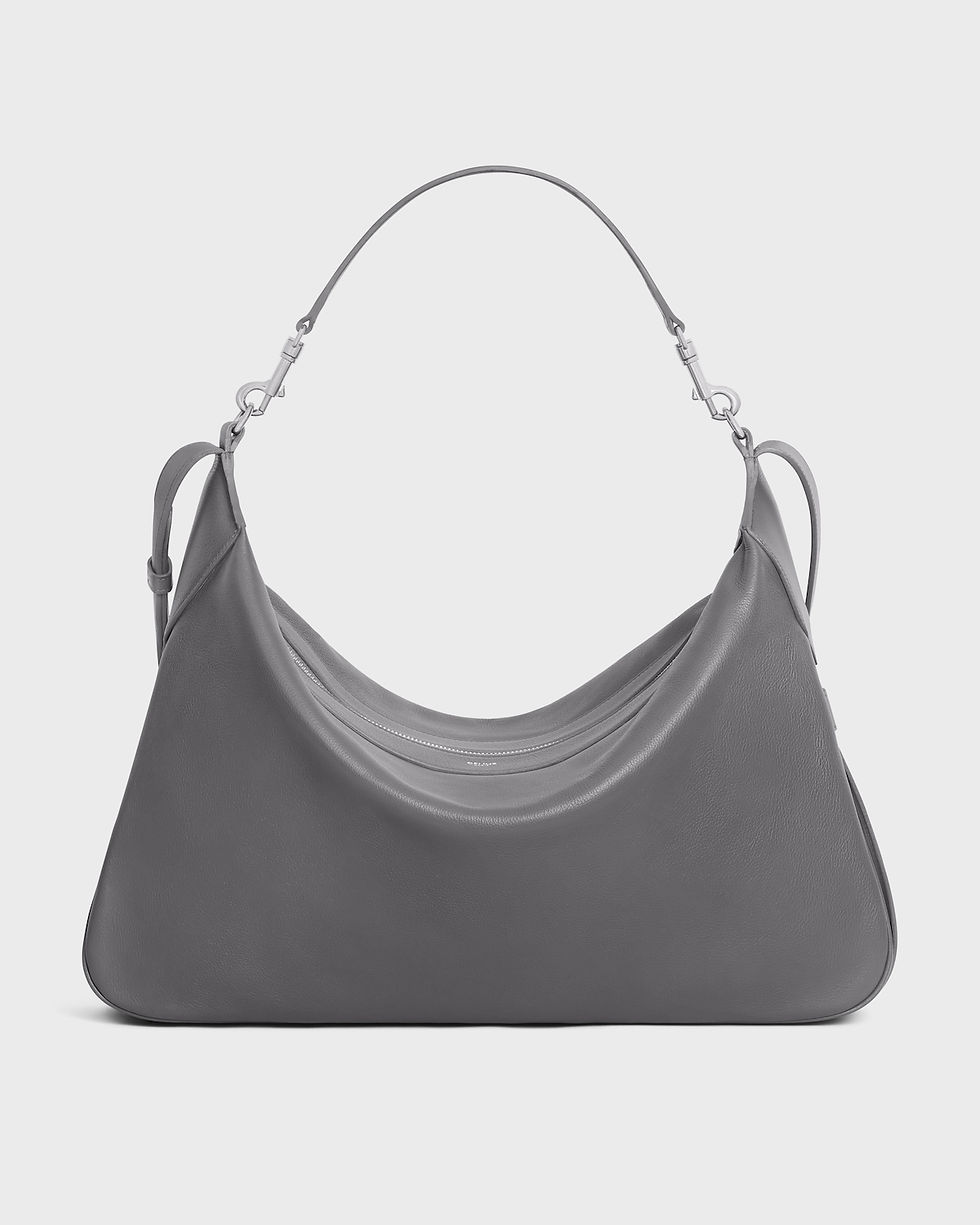 Celine Large Romy bag in grey supple grained calfskin – front view