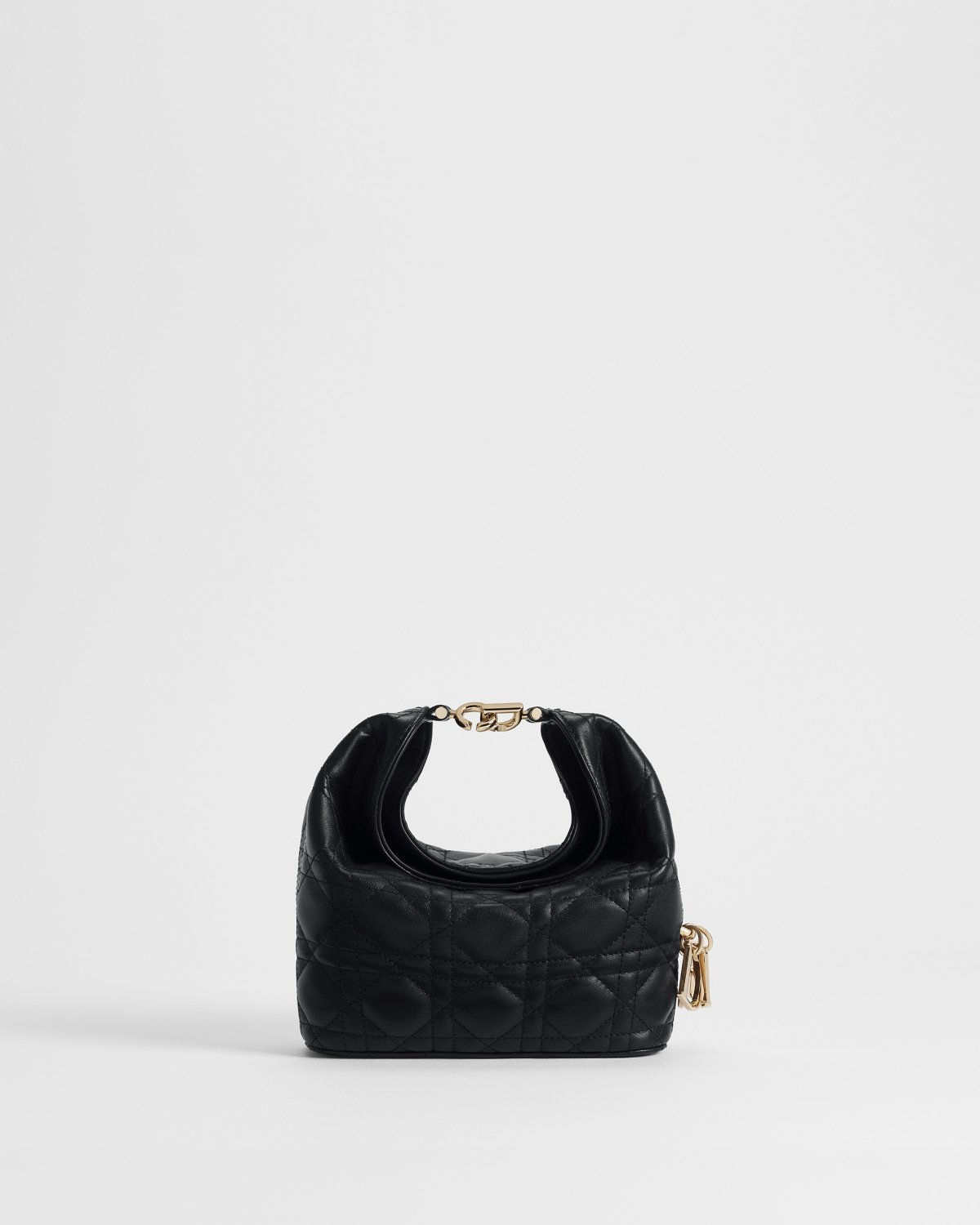 Dior Mini Toujours hobo bag in black lambskin – front view