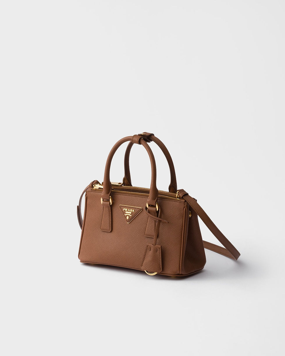 Prada Galleria elongated mini bag in cognac Saffiano leather – view 2
