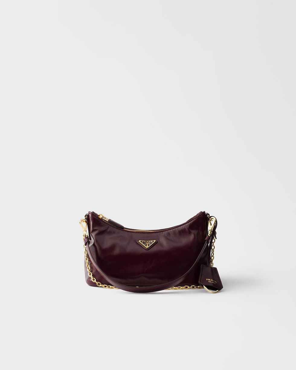 Prada mini shoulder bag in burgundy calfskin – front view