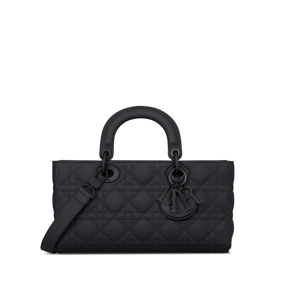 Dior Medium Lady D-Joy bag in ultramatte black Cannage calfskin – front view