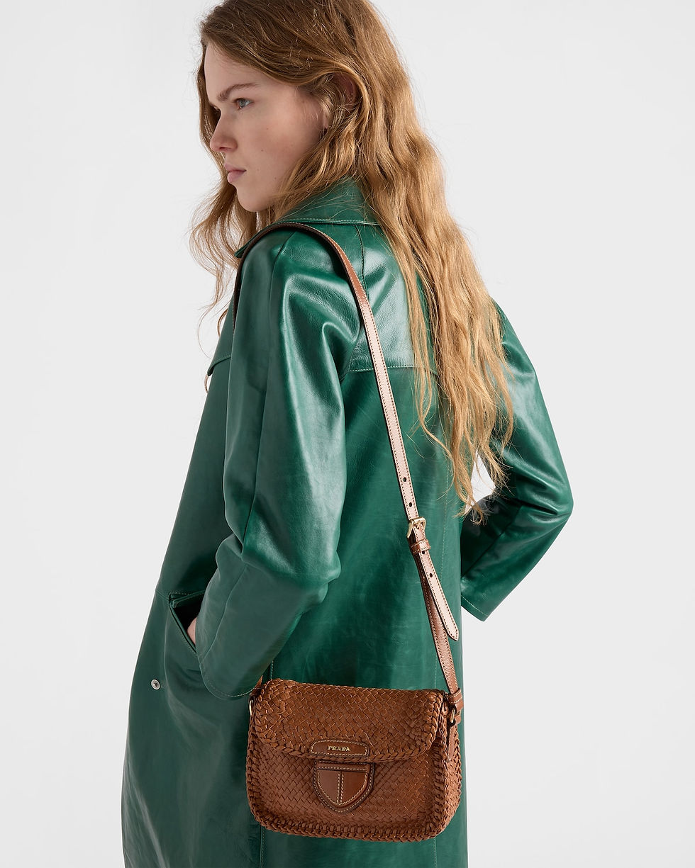 Thumbnail: Prada mini shoulder bag in cognac woven leather – view 8