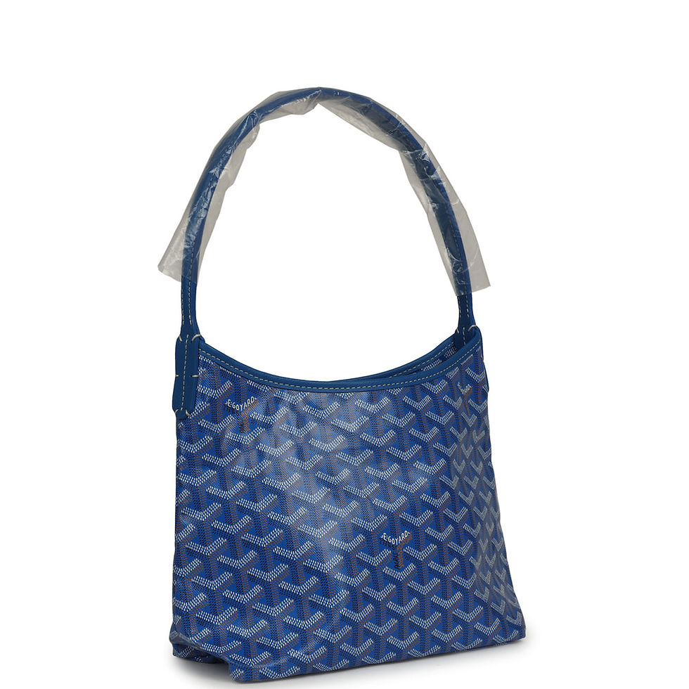 Goyard Boheme mini hobo in Sky Blue Goyardine canvas, close front view of the canvas weave