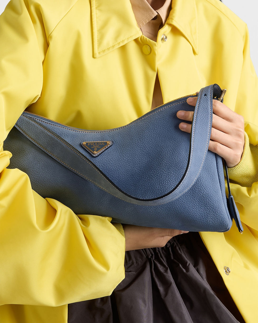 Thumbnail: Prada Aimée large shoulder bag in aviation blue nubuck leather – view 8