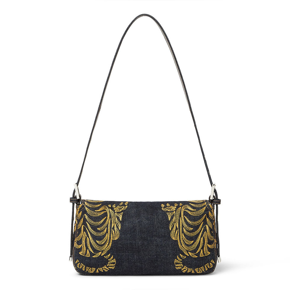 Thumbnail: Fendi Baguette 26424 bag in dark blue tiger-embroidered denim – view 6