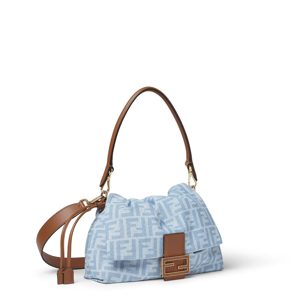 Fendi Baguette Soft Medium bag in light blue FF denim – view 2