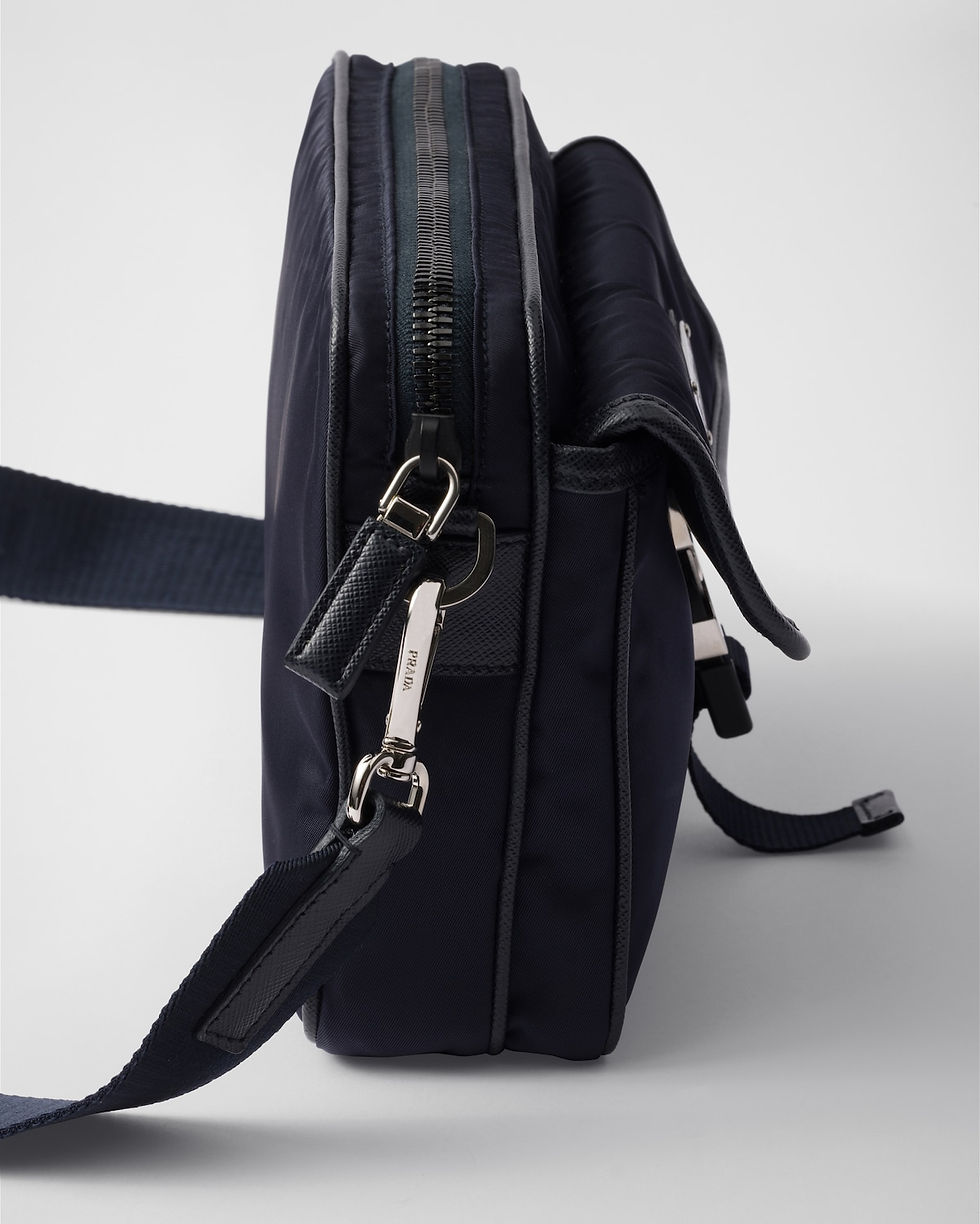 Thumbnail: Prada flap shoulder bag with mini pouch in navy Re-Nylon and Saffiano leather – view 6