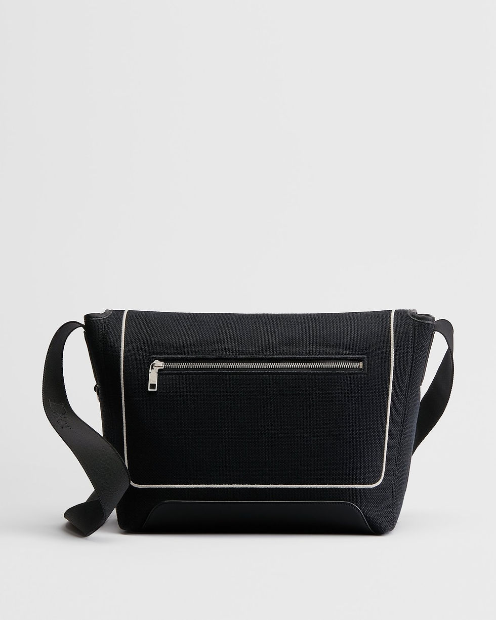 Thumbnail: Dior Jett medium messenger bag with flap in black cotton – view 4