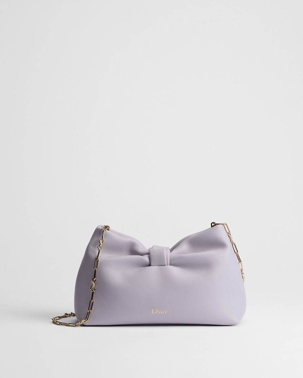 Dior Small Bow Bag in Purple Natural Grain Lambskin – front view