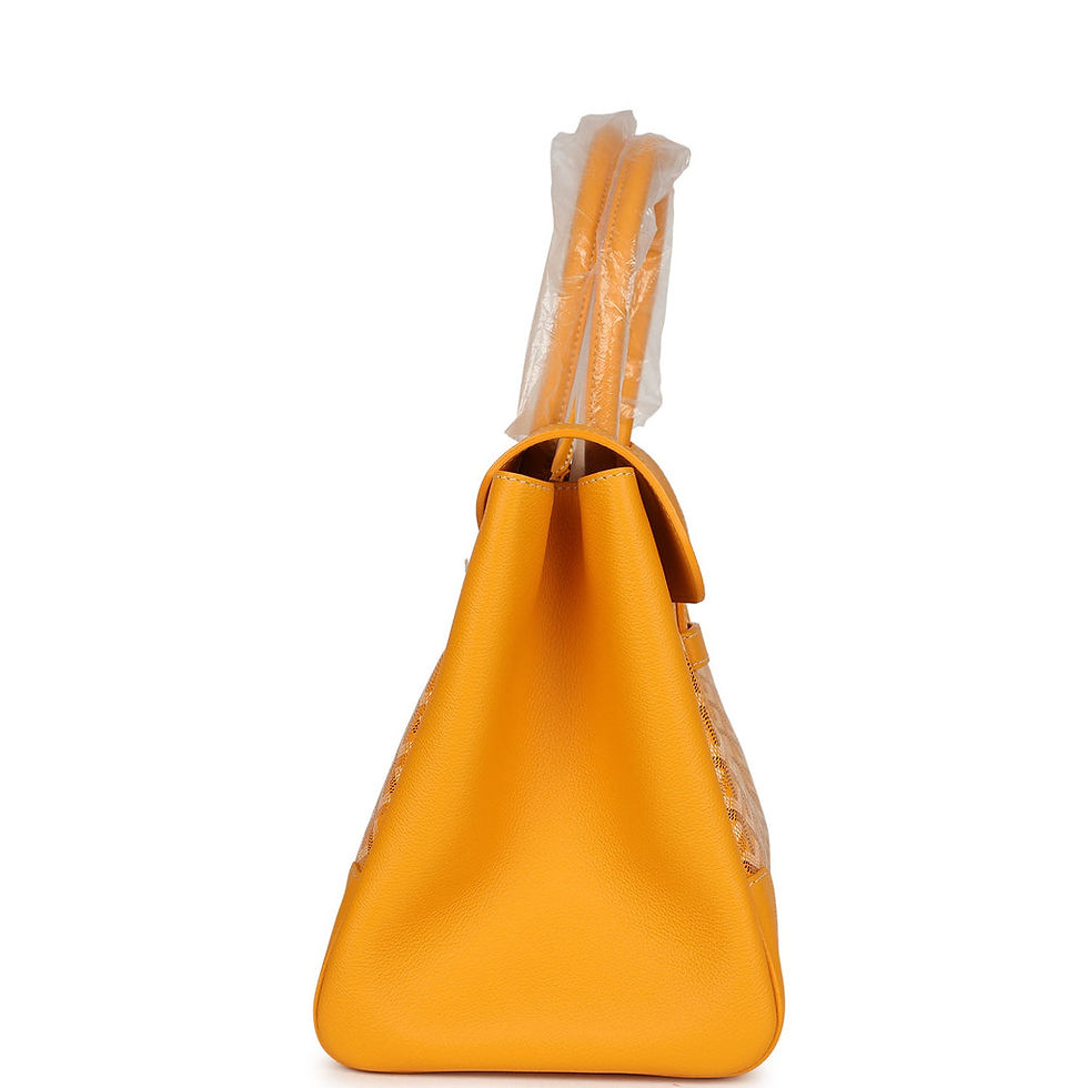 Thumbnail: Goyard Saigon tote in Yellow Goyardine, side profile view