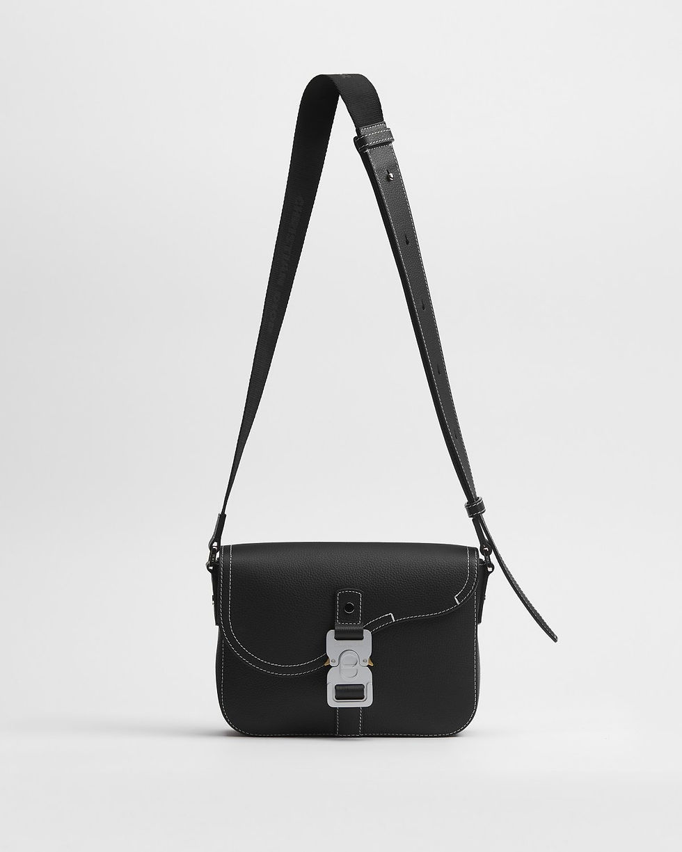 Dior Small Saddle Messenger Bag with Flap in Black Grained Calfskin – view 2