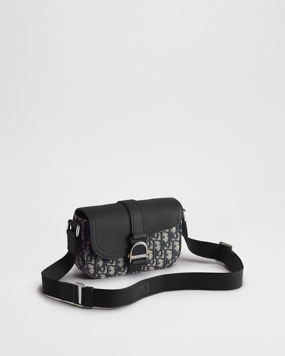 Thumbnail: Dior Mini Saddle Heritage Messenger Bag in Blue Dior Oblique Jacquard – view 3