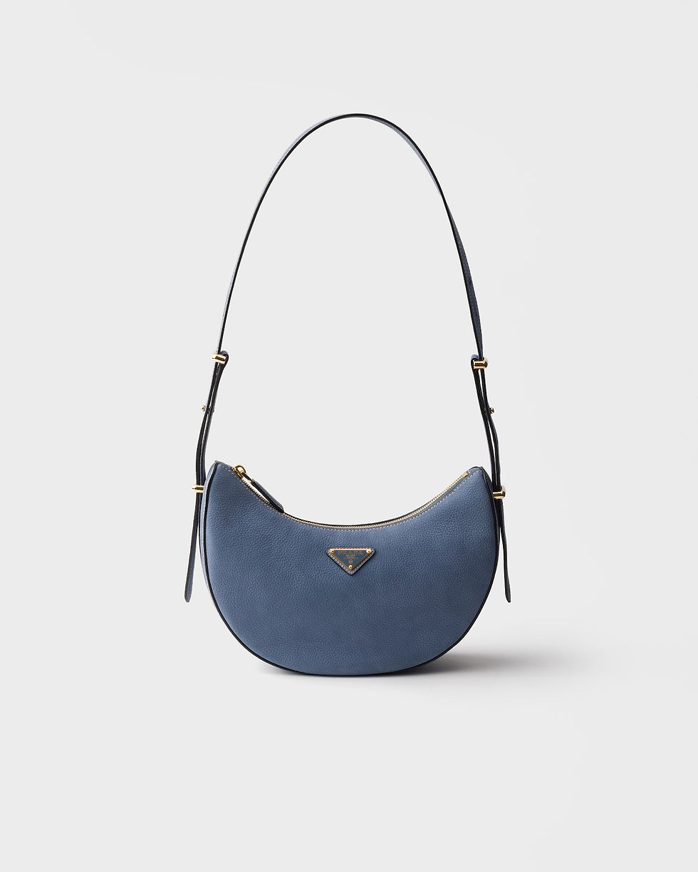 Thumbnail: Prada Arqué small bag in aviation blue nubuck leather – front view