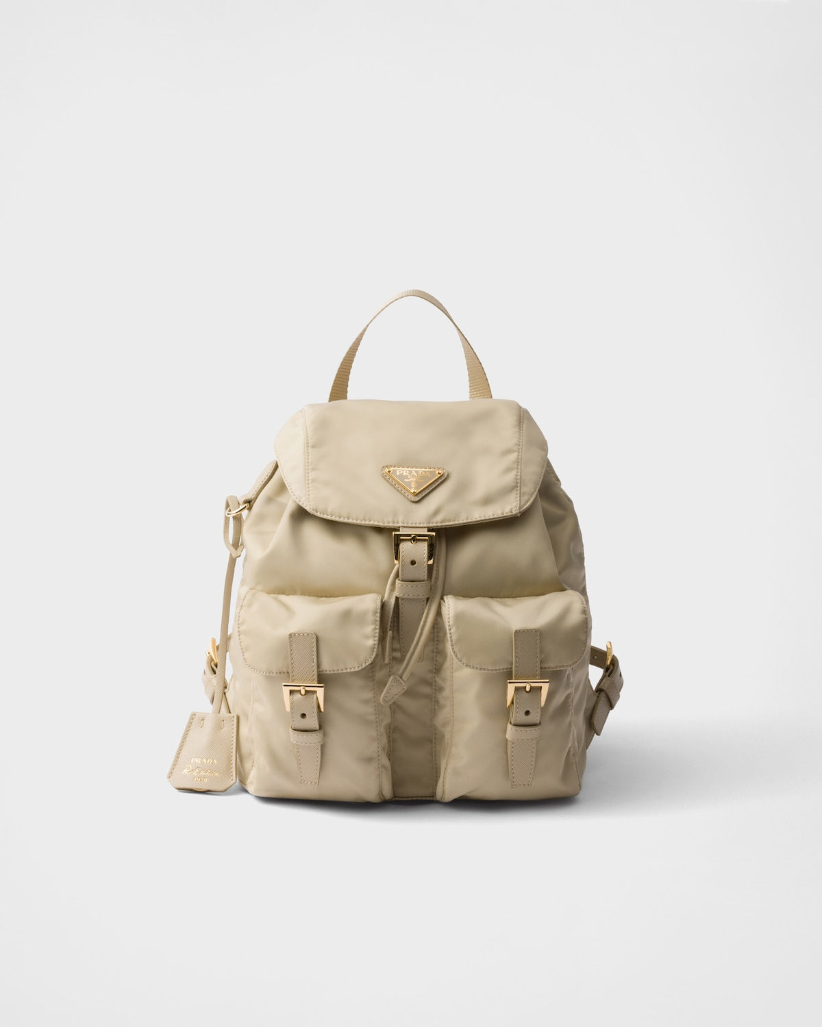 Prada Re-Edition 1978 small backpack in desert Re-Nylon – front view