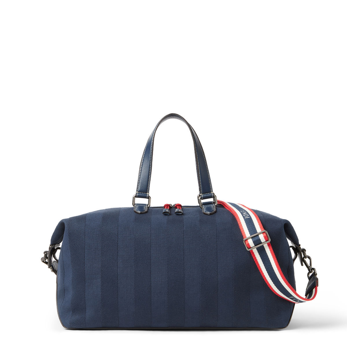 Fendi Lui 45 Duffle bag in blue Pequin stripe canvas – front view