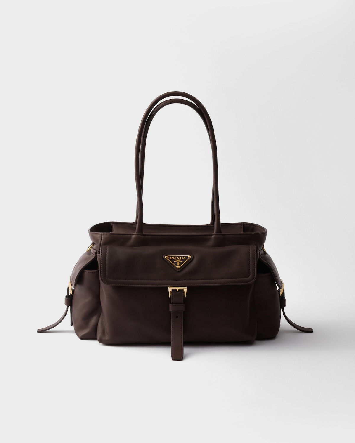Prada Explore medium tote bag in sienna nappa leather – front view
