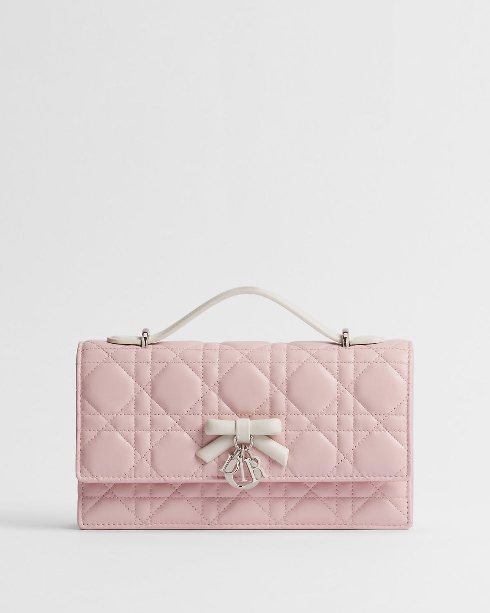 Dior My Dior Mini Bag in Soupir pink and latte Cannage lambskin – front view