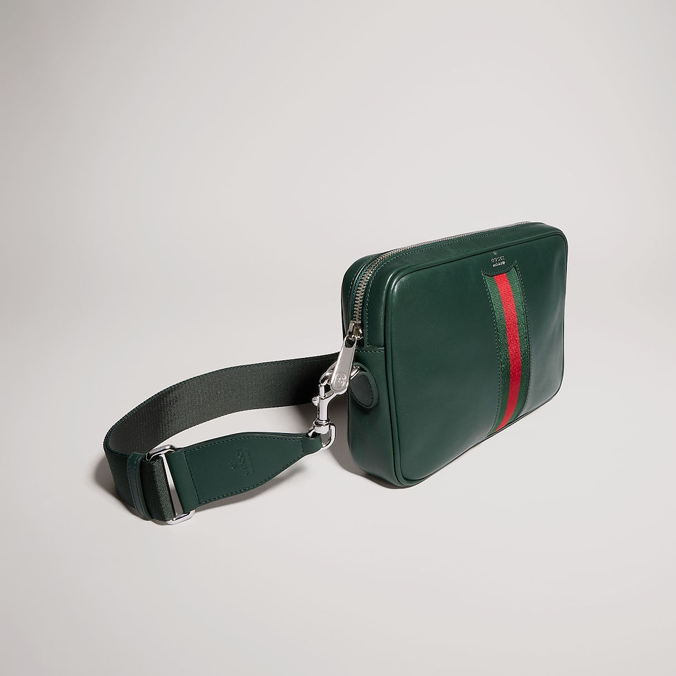 Thumbnail: Gucci Web Trademark small crossbody bag - dark green leather