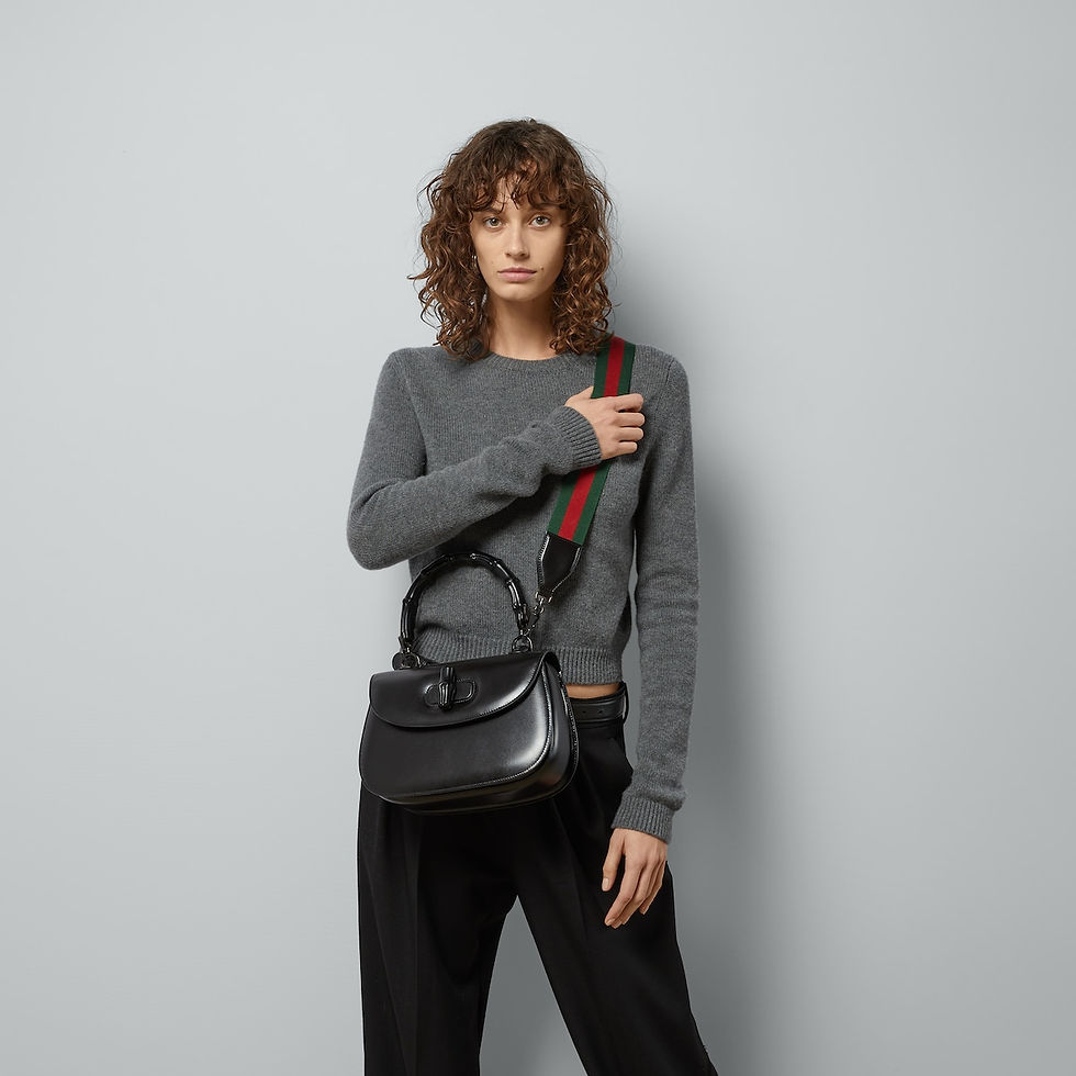 Thumbnail: Gucci Bamboo 1947 medium bag - black leather